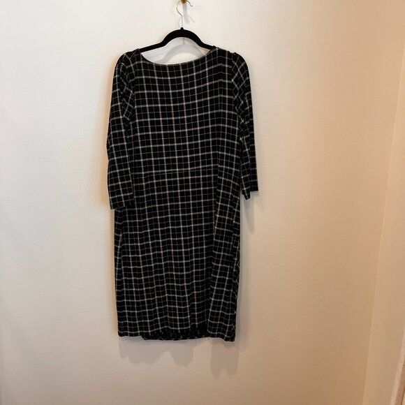 J. Jill Wearever Collection Windowpane Plaid Faux Wrap Jersey Dress NWT Large - Picture 4 of 9